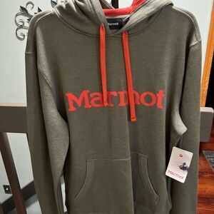 NWT Marmot Olive Green Hoodie with Red Accents Size Medium #268